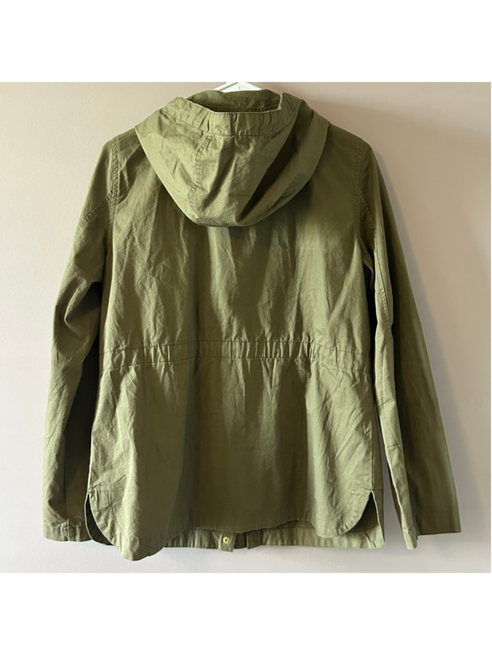 Women’s Love Tree Olive Green Hooded Utility Jacket Size M Cotton Military Parka - Picture 6 of 10